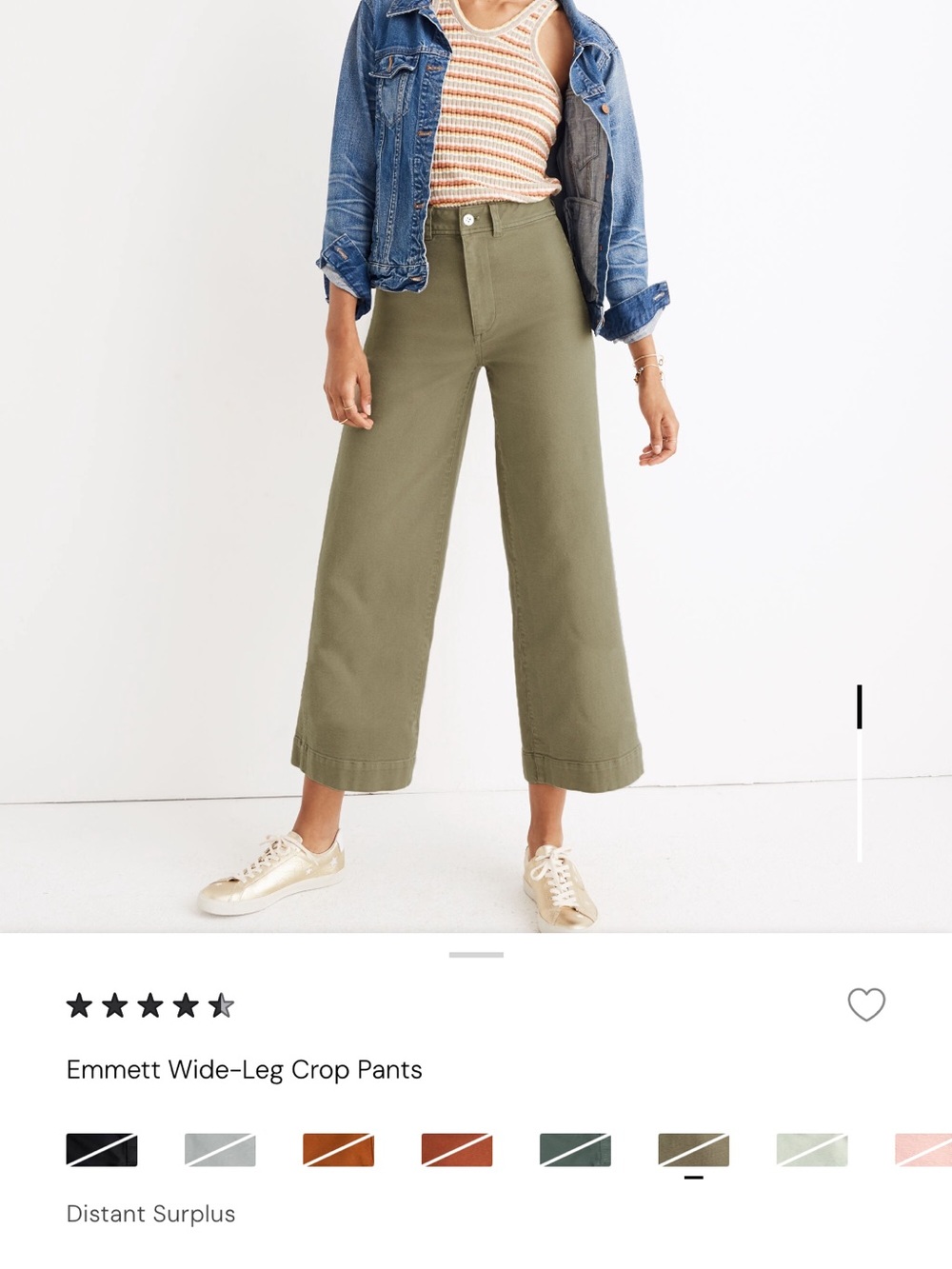 Madewell Emmett Wide-Leg Crop Pants in Distant Surplus Green